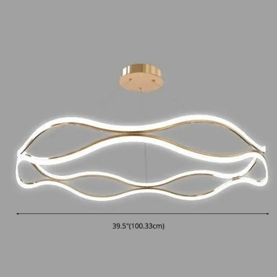 2-Light Chandelier Pendant Light Modern Style Ring Shape Metal Suspension Lamp