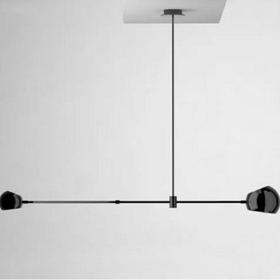 2 Lights Geometric Shade Hanging Light Modern Style Metal Pendant Light for Living Room