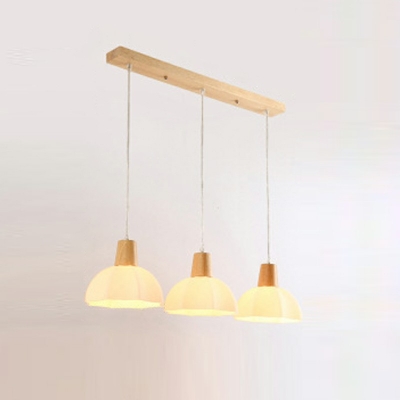 3 Lights Bowl Shade Hanging Light Modern Style Glass Pendant Light for Dining Room