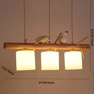 3 Lights Cylindrical Shade Hanging Light Modern Style Acrylic Pendant Light for Living Room