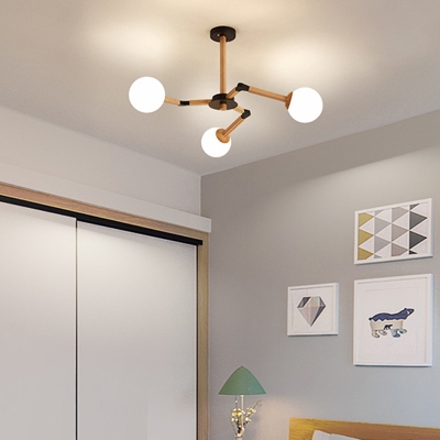 3 Lights Globe Shade Hanging Light Modern Style Glass Pendant Light for Living Room