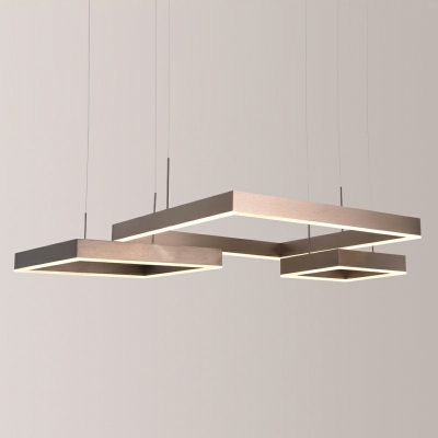 3 Lights Rectangle Shade Hanging Light Modern Style Acrylic Pendant Light for Dining Room