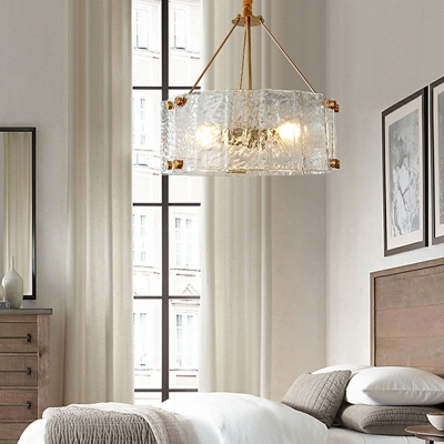 4 Lights Cylinder Shade Hanging Light Modern Style Glass Pendant Light for Living Room