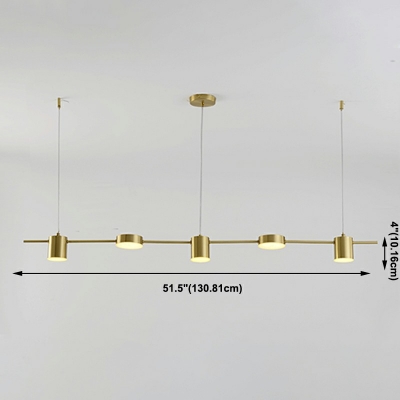 5 Lights Contemporary Linear Island Chandelier Lights Metal Ceiling Pendant Light