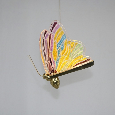 6-Light Hanging Lamp Kit Modern Style Butterfly Shape Metal Multi Light Pendant