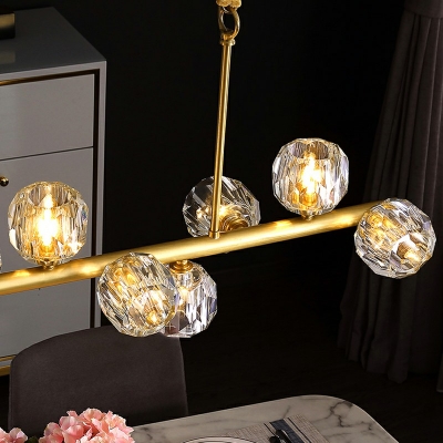 8 Light Globe Crystal Gold Island Lighting Fixtures Modern Elegant Ceiling Pendant Light for Dinning Room