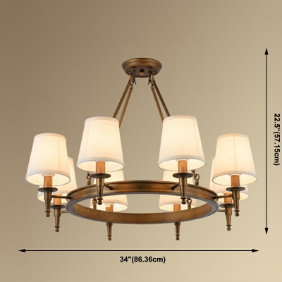 American Style Chandelier 8 Head Fabric Shade Ceiling Chandelier for Living Room