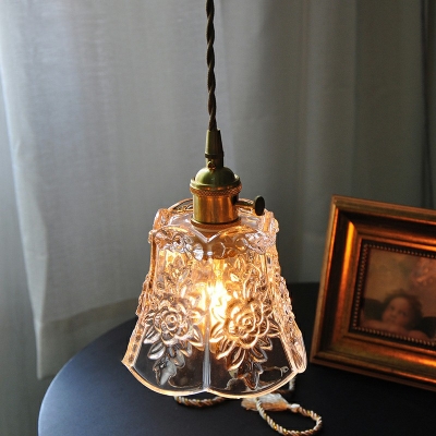 Industrial 1 Lamp Hanging Ceiling Light Clear Glass Vintage Down Lighting Pendant for Bedroom