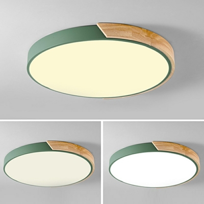 Modern Style LED Flushmount Light Nordic Style Wood Metal Acrylic White Light Celling Light for Living Room