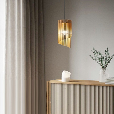 Modern Style LED Pendant Light Japanese Style Minimalism Wood Hanging Light for Dinning Room