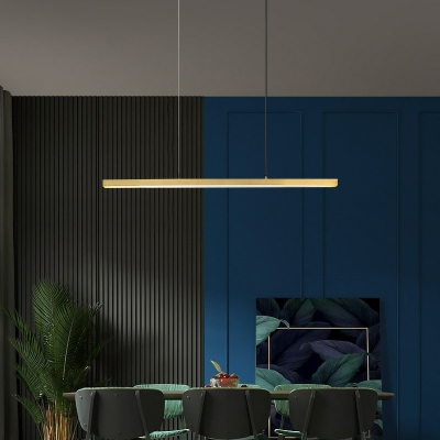 1-Light Island Chandelier Lights Modern Style Liner Shape Metal Hanging Light Fixtures