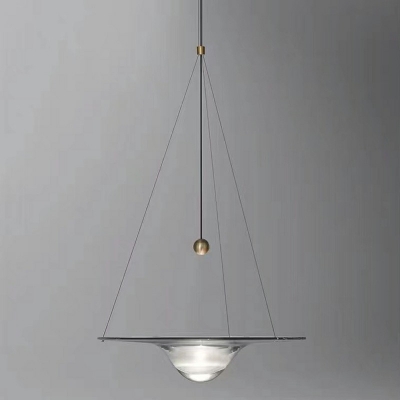 1-Light Suspension Pendant Light Modern Style Disc Shape Glass Hanging Lamp Kit