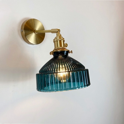 1-Light Wall Mounted Lamp Traditional Style Conical Shape Glass Sconce Lights