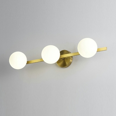 3-Light Vanity Sconce Lights Traditional Style Globe Shape Glass Wall Mounted Light Fixture