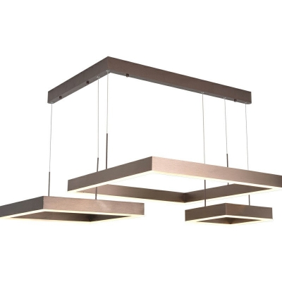 3 Lights Rectangle Shade Hanging Light Modern Style Acrylic Pendant Light for Dining Room