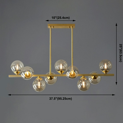 9 Lights Globe Shade Hanging Light Modern Style Glass Pendant Light for Living Room