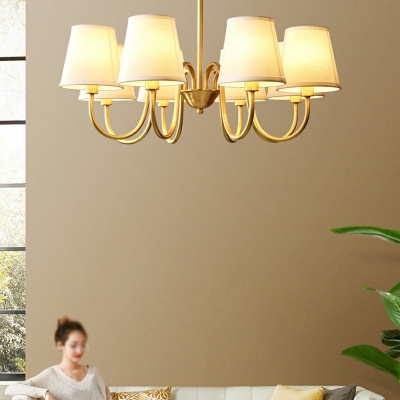American Style Chandelier 8 Head Fabric Shade Ceiling Chandelier for Cafe Living Room