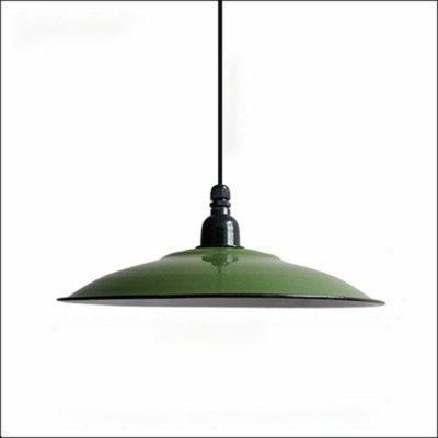 Industrial-Style Flat Commercial Pendant Lighting Metal Pendant Light in Green