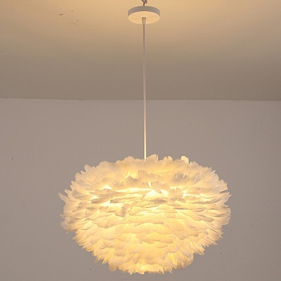 Modern Style Hanging Lights 1 Light Feather Hanging Light Kit for Living Room Bedroom