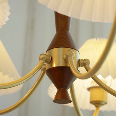 Vintage Chandelier Lighting Fixtures Fabric 5 Lights Wood Traditional Hanging Chandelier