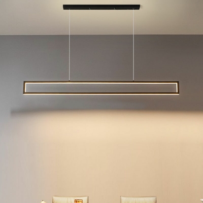 1-Light Island Ceiling Light Modern Style Rectangular Shape Metal Pendant Lighting