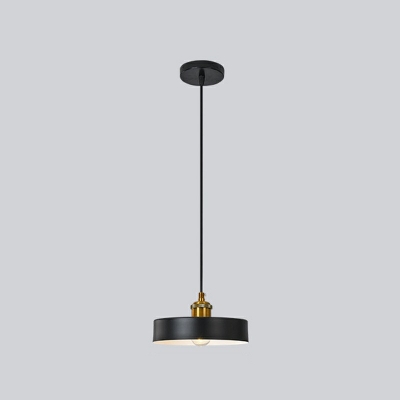 1-Light Pendant Light Fixtures Minimalist Style Drum Shape Metal Pendulum Lights