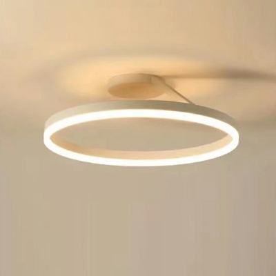 1-Light Semi Flush Mount Light Minimalist Style Ring Shape Metal Ceiling Mounted Light