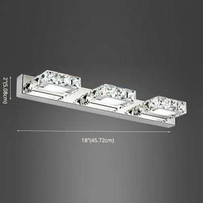 3-Light Wall Sconce Lights Modern Style Rectangle Shape Crystal Vanity Lighting