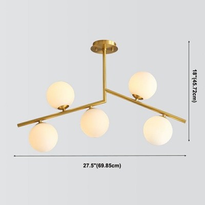 5-Light Chandelier Light Fixtures Modernist Style Globe Shape Glass Ceiling Light