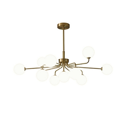 American Style Chandelier 12 Head Glass Ceiling Chandelier for Cafe Living Room