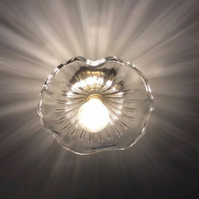 Clear Glass LED Ceiling Fixture Lighting Ruffle-Cone-Shaped Pendant Lighting for Living Room