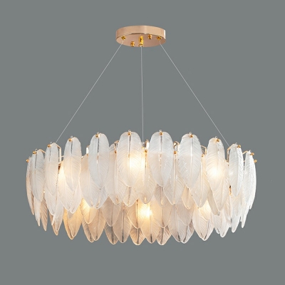 Contemporary Glass and Crystal Light Fixture Plume Chandelier Lighting Fixture