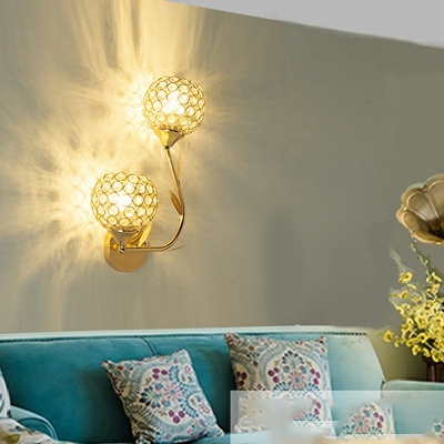 Modern Creative Crystal Wall Sconce Light 2 Lights for Bedroom Corridor and Restaurant