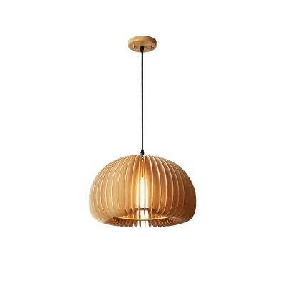 Modern Simple Drop Pendant Wood Material Suspension Pendant for Dining Room