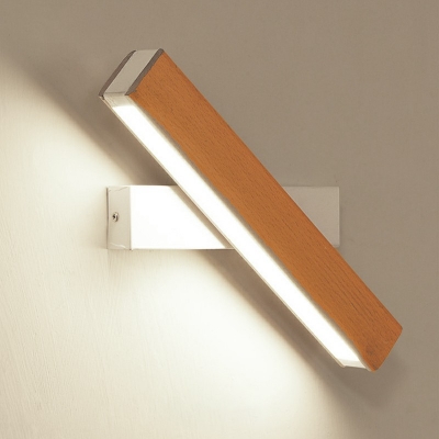 Nordic Style LED Wall Sconce Light Modern and Simple Wood Acrylic Wall Light for Bedside
