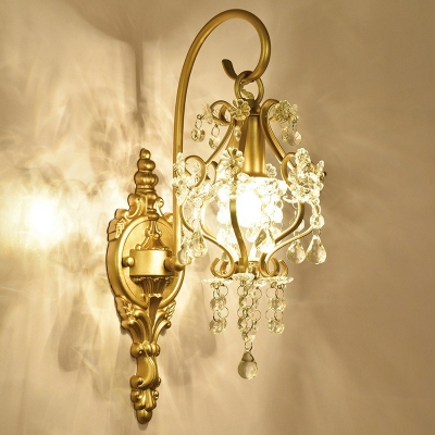 Vintage 1 Light Brass Wall Sconce Light Fixture Traditional American Glass Bathroom Surface Wall Sconce