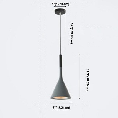 1 Light Cone Shade Hanging Light Modern Style Metal Pendant Light for Dining Room