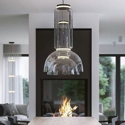 1 Light Geometric Shade Hanging Light Modern Style Glass Pendant Light for Living Room