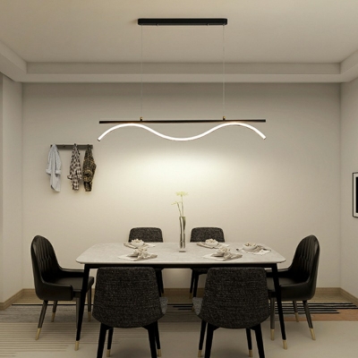 1 Light Wave Shade Hanging Light Modern Style Acrylic Pendant Light for Living Room