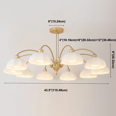 10-Light Ceiling Chandelier Modernist Style Bowl Shape Glass Hanging Lamp Kit