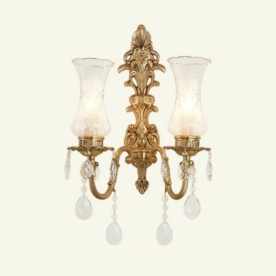2 Light Brass Bathroom Elegant Wall Mounted Light Fixture Vintage Traditional Surface Wall Sconce
