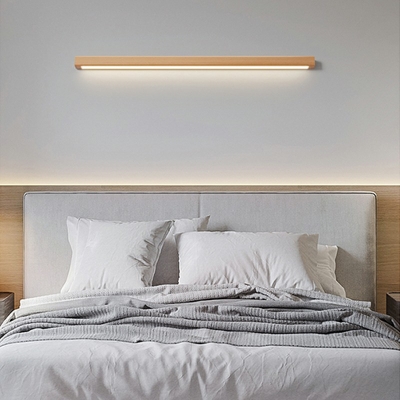 2-Light Wall Mounted Lighting Minimalist Style Rectangle Shape Wood Sconce Light Fixture