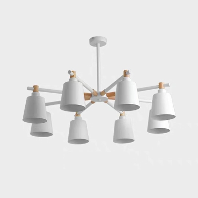 8 Lights Flared Shade Hanging Light Modern Style Metal Pendant Light for Dining Room