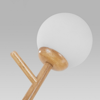 9-Light Chandelier Lighting Modernist Style Globe Shape Wood Suspension Light