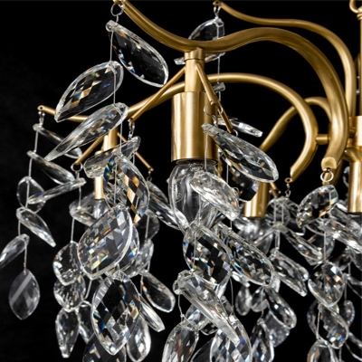 9 Lights Vintage Crystal Chandelier Pendant Light Living Room Elegant Hanging Chandelier