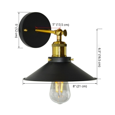 Black Metal Wall Light Lamp Sconce Industrial 1 Light Vintage Indoor Wall Mounted Light Fixture