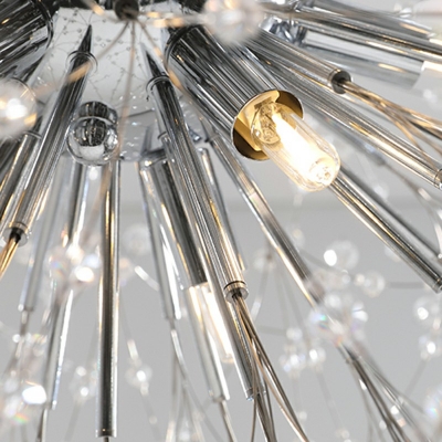Contemporary Dandelion Light Fixture Gypsophila Prismatic Optical Crystal and Metal Chandelier