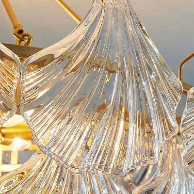 Contemporary Glass and Metal Light Fixture Shell Shape Chandelier Lighting Fixture