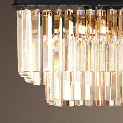 Contemporary Rectangle Island Lighting Fixtures Faceted Crystal Panels Island Lamps