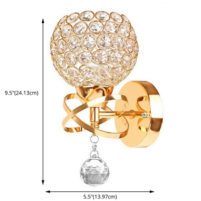 European Creative Crystal Decorative Wall Sconce Light for Bedroom Bedside and Corridor